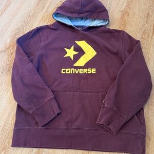 Converse Burgundy Hoodie with Yellow Accent